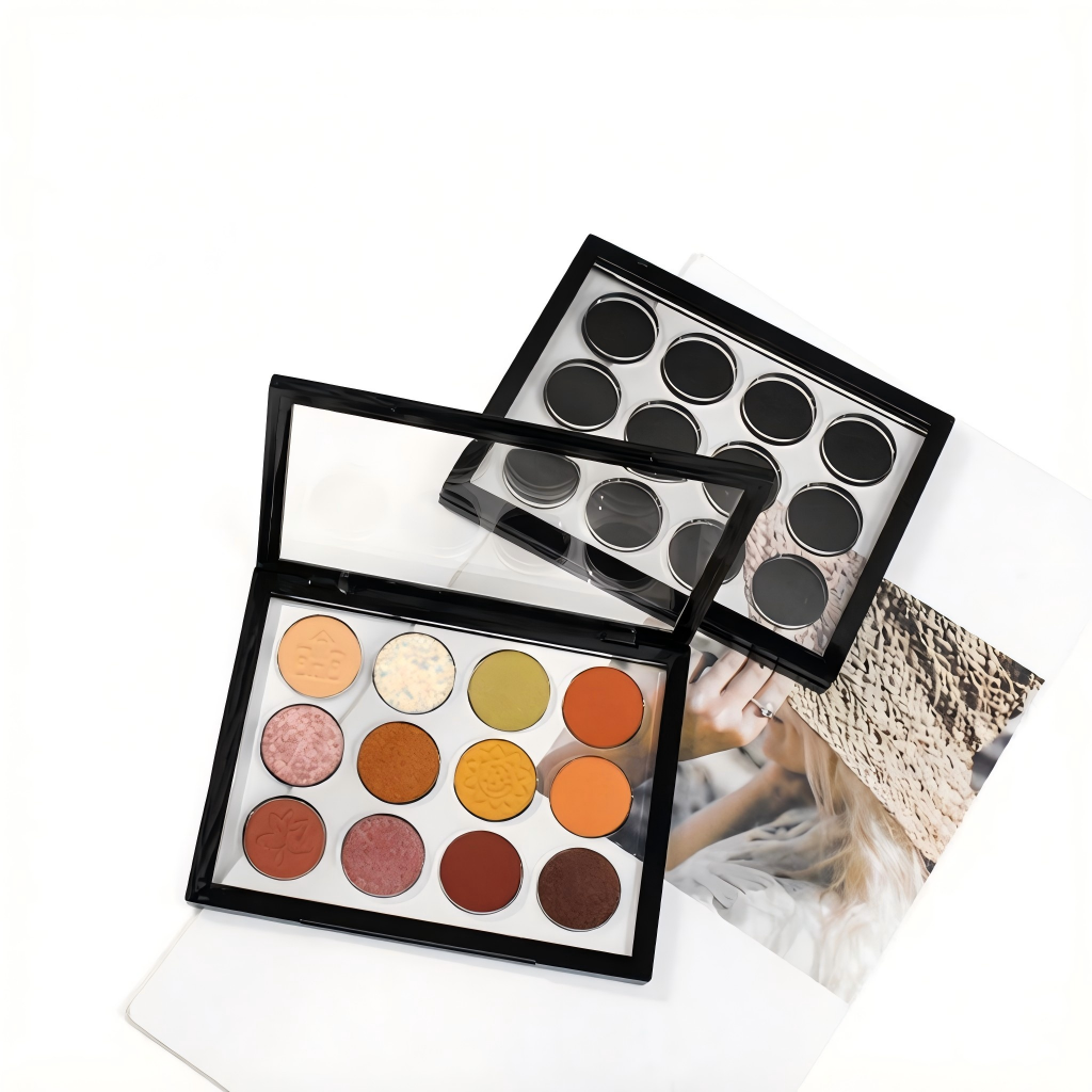 Square 12-Pan Eyeshadow Palette Case | Magnetic Closure + Window Lid | ABS+AS | OEM Custom