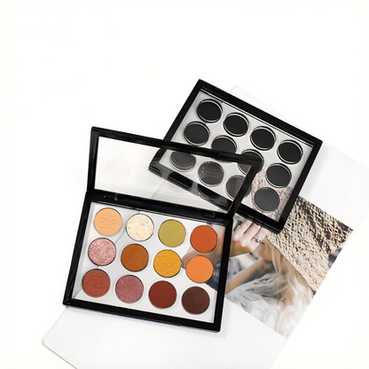 Square 12-Pan Eyeshadow Palette Case | Magnetic Closure + Window Lid | ABS+AS | OEM Custom