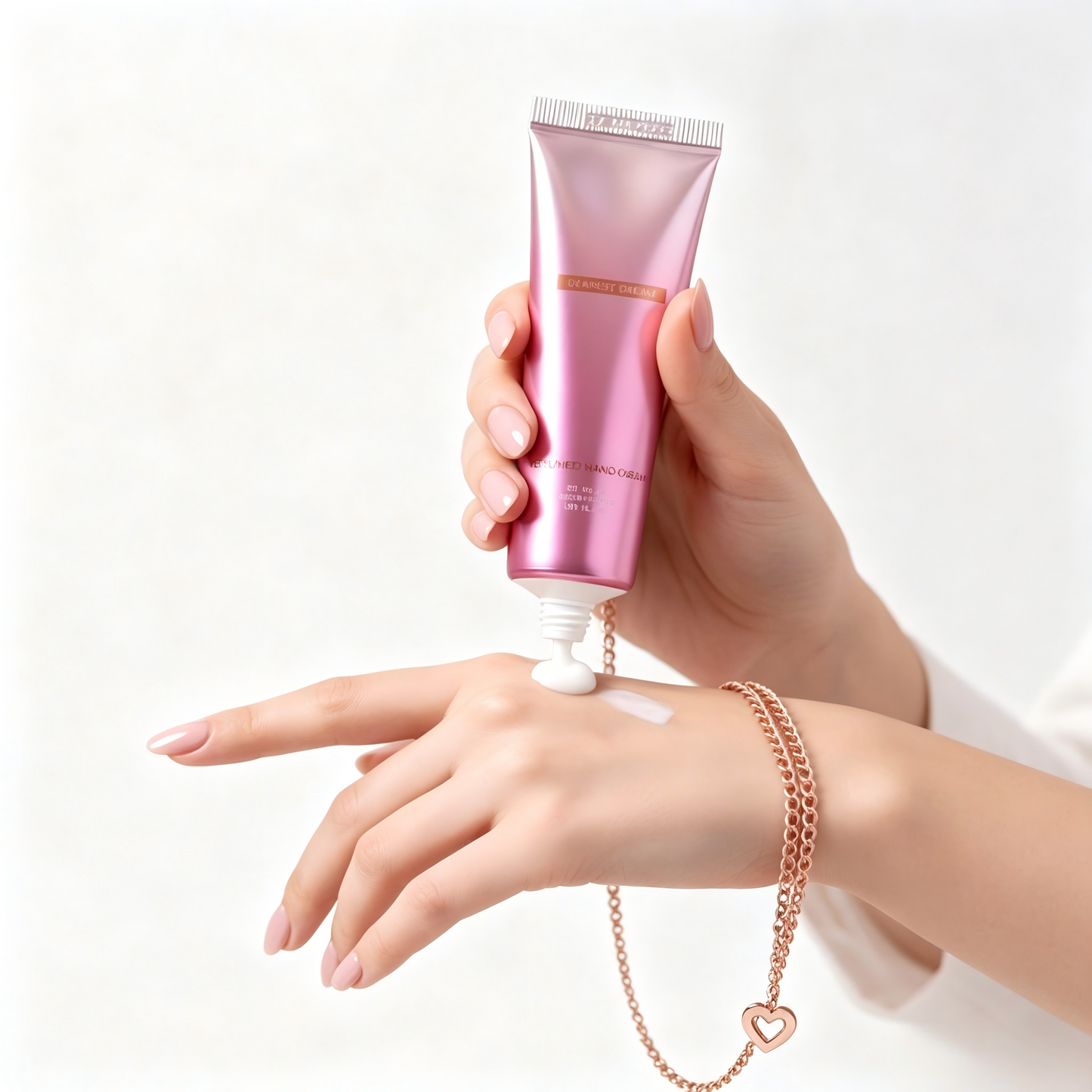 Luxury Perfumed Hand Cream Tube with Rose Gold Chain – Gradient Multi-Color