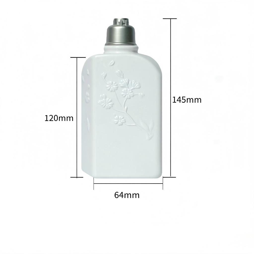 250ml Floral Embossed Square PET Bottle | Flip Cap Body Wash Shampoo Lotion Bottle | OEM