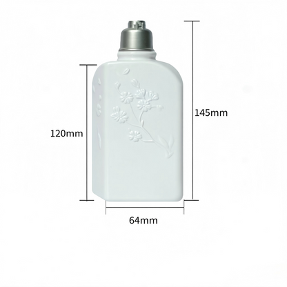 250ml Floral Embossed Square PET Bottle | Flip Cap Body Wash Shampoo Lotion Bottle | OEM