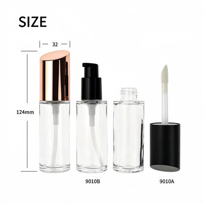 Round Faceted Pump Bottle | Foundation & Liquid Blush | Clear AS+ABS | Liyan