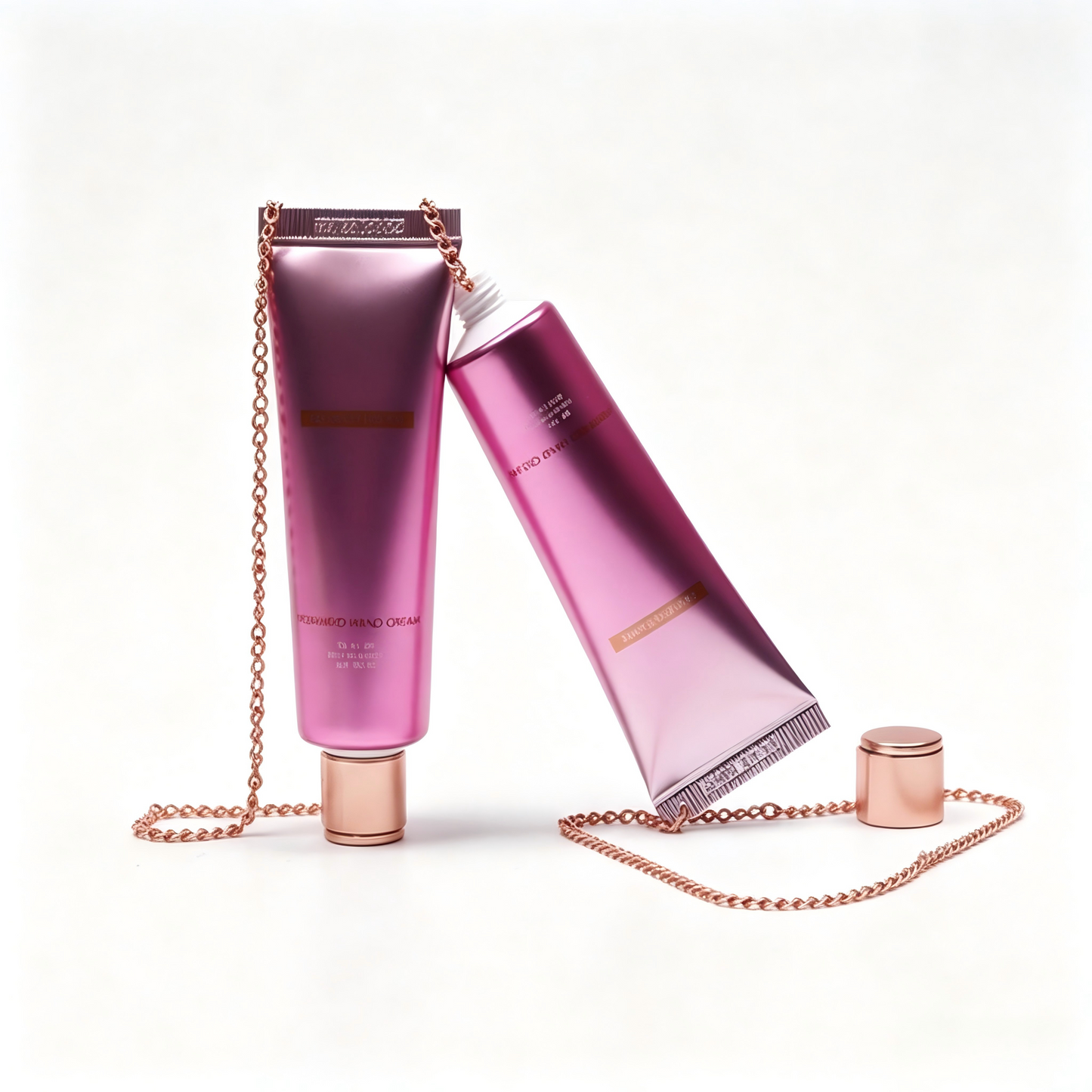 Luxury Perfumed Hand Cream Tube with Rose Gold Chain – Gradient Multi-Color