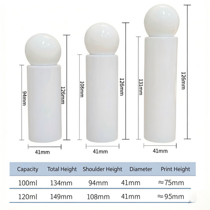 100ml 120ml 150ml Round Ball Cap PET Lotion Pump Bottle | Serum Essence Cosmetic Dispenser | OEM
