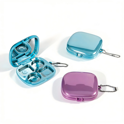 Square 4-Pan Eyeshadow Palette Case with Mirror & Chain | Snap Closure | ABS Plastic | 7ml | In Stock