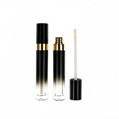 5ml Black-to-Gold Gradient Lip Gloss Tube | Gold Ring Electroplating | ABS+AS | OEM Custom