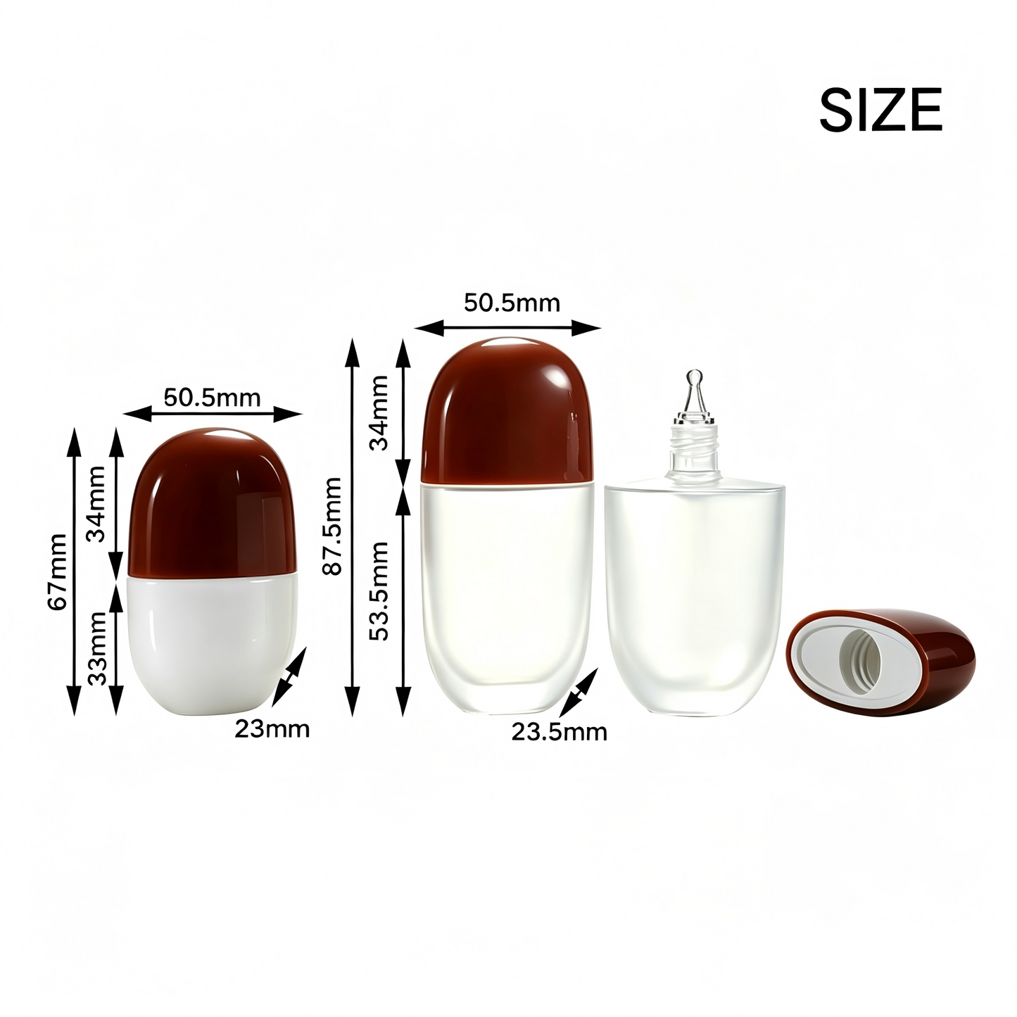 Capsule Squeezable Foundation & Sunscreen Bottle | Brown & White Two-Tone | ABS | Liyan
