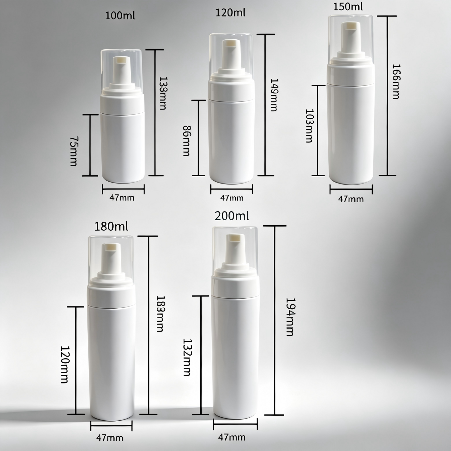 100ml–200ml Pastel PET Foam Pump Bottle | Foaming Facial Cleanser Mousse Bottle | OEM