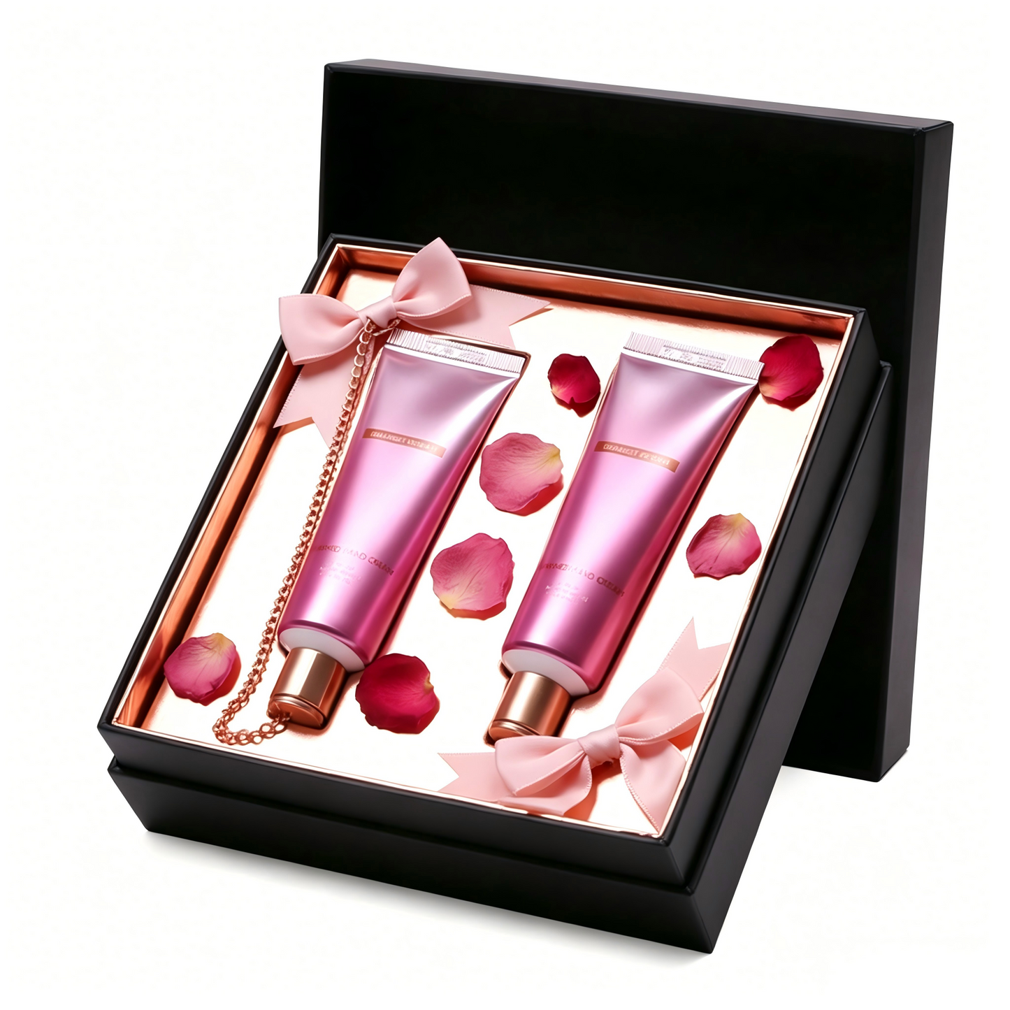 Luxury Perfumed Hand Cream Tube with Rose Gold Chain – Gradient Multi-Color