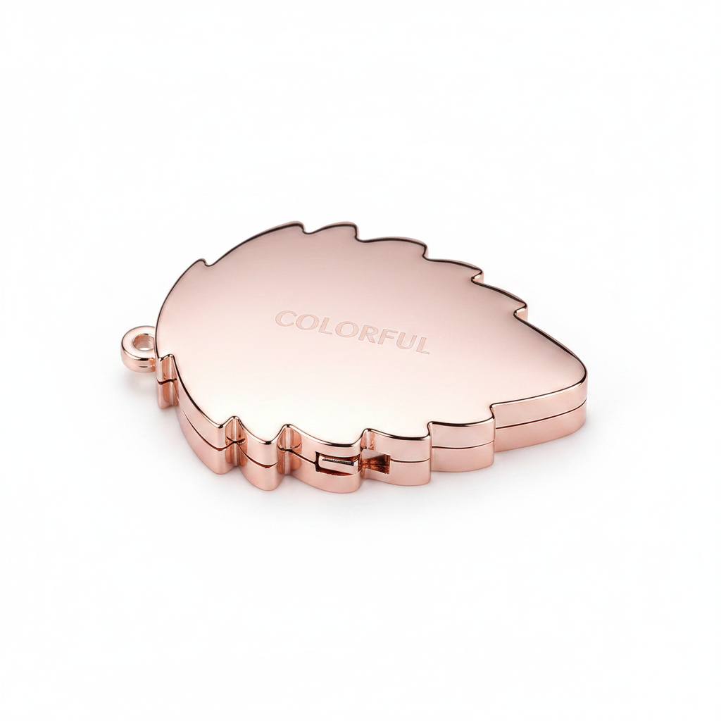 Leaf-Shape 4-Pan Eyeshadow Compact – Transparent Hinged | Mirror & Chain Loop | ABS