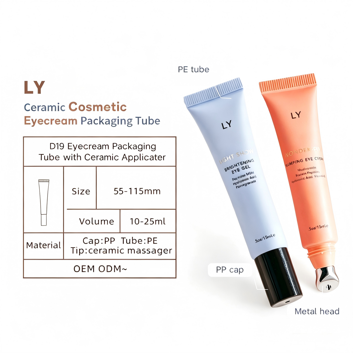 Eye Cream Squeeze Tube with Roller Ball Applicator – Multi-Color
