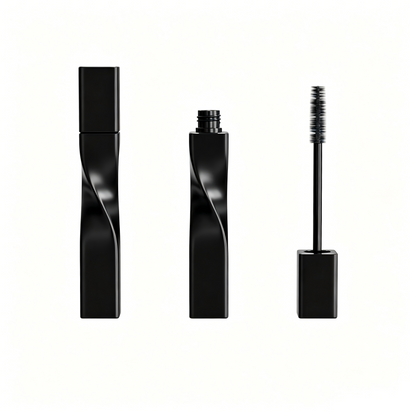Twisted Square Mascara Tube | Matte Black | 15ml | ABS | OEM Custom