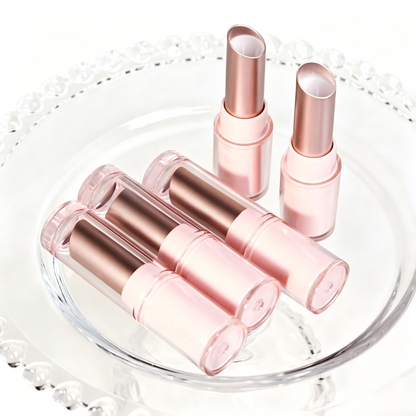 Round Transparent Pink Lipstick Tube | Oblique 11.1mm | ABS | OEM Custom