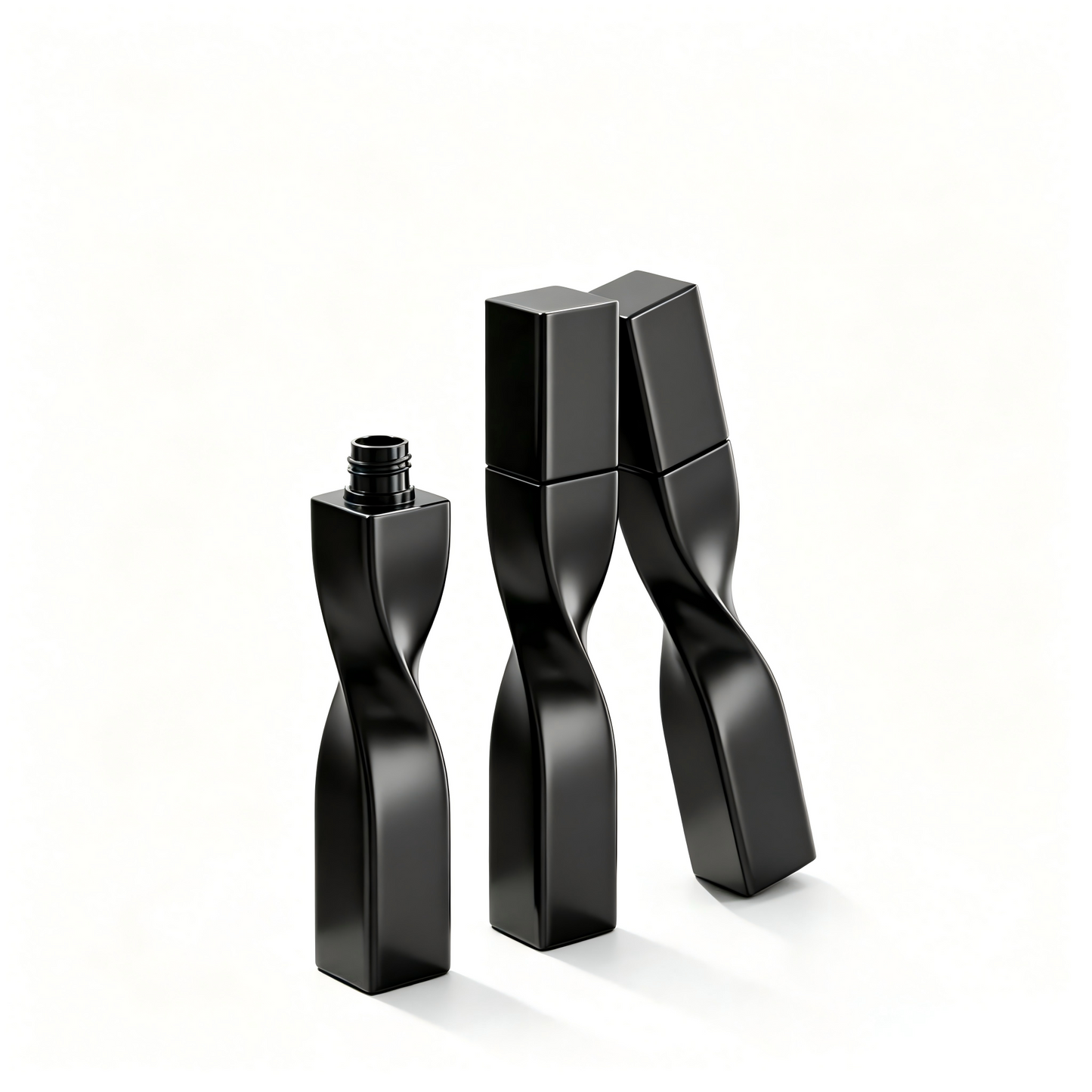 Twisted Square Mascara Tube | Matte Black | 15ml | ABS | OEM Custom