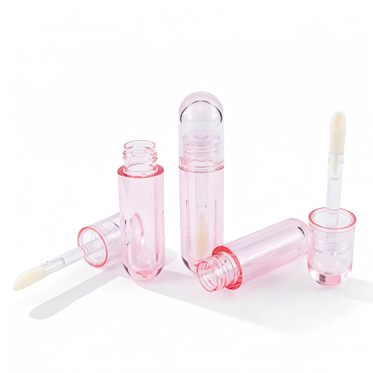 Round Lip Gloss Tube | Transparent Pink & Thick Doe-Foot Wand | ABS | Liyan