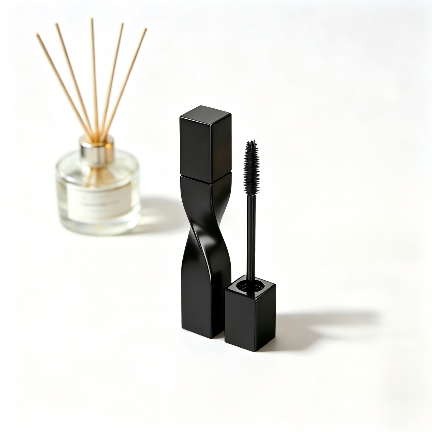 Twisted Square Mascara Tube | Matte Black | 15ml | ABS | OEM Custom