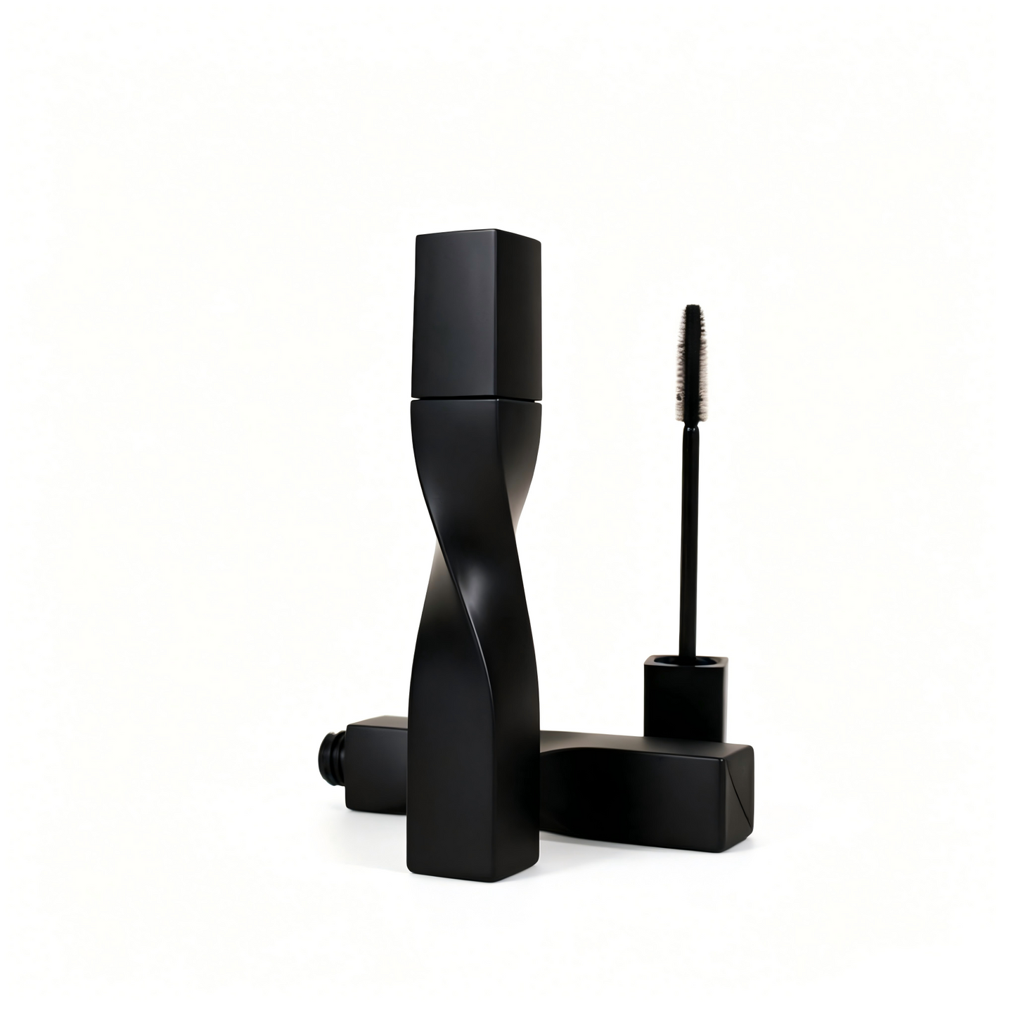 Twisted Square Mascara Tube | Matte Black | 15ml | ABS | OEM Custom
