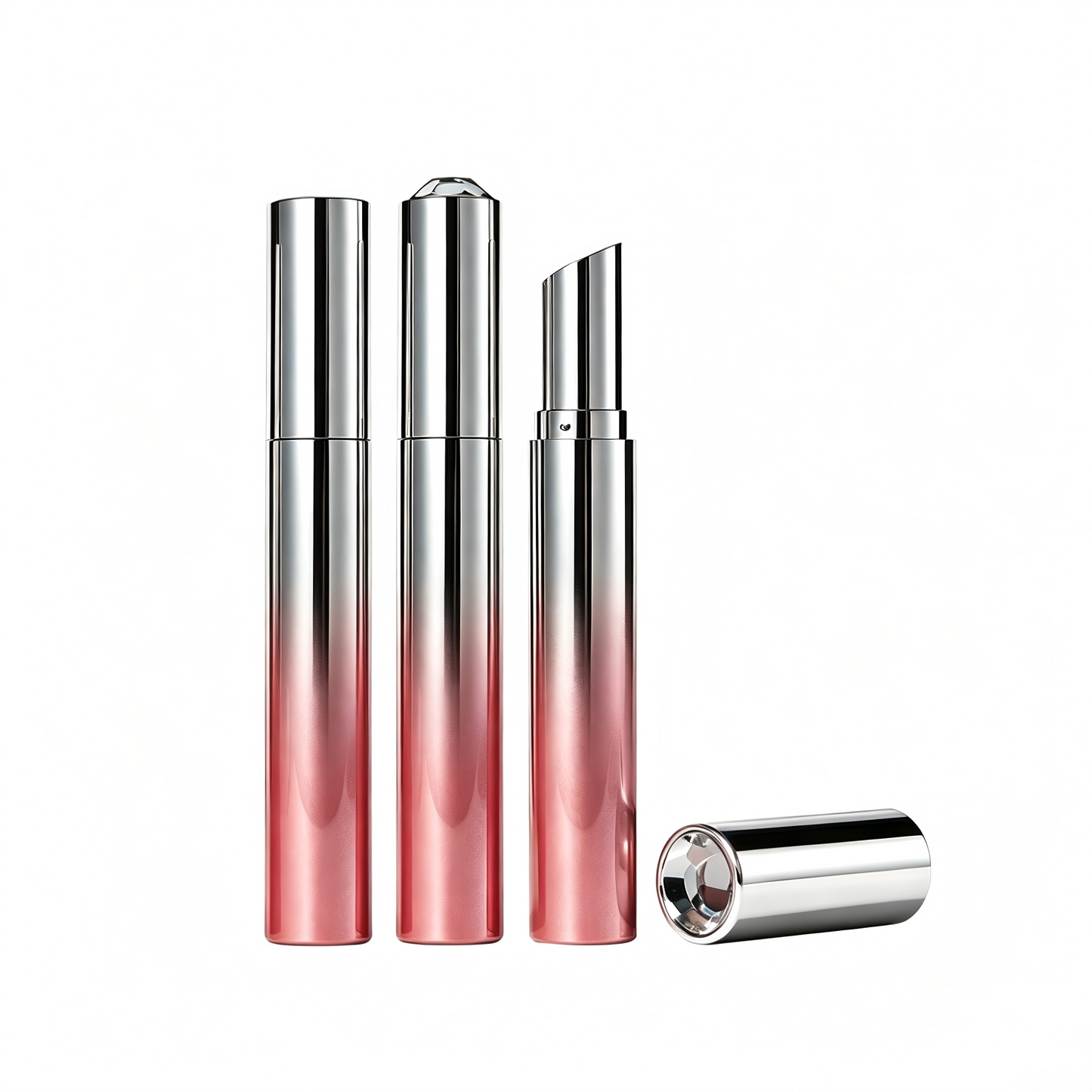 Round Snap-Fit Lipstick Tube – Flat & Diamond Cap | ABS+AS | 2060A# / 2060B#