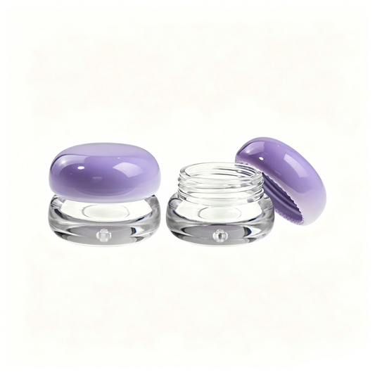 Round Mushroom-Cap Lip Mud & Lip Mask Jar – Transparent Body | ABS+AS