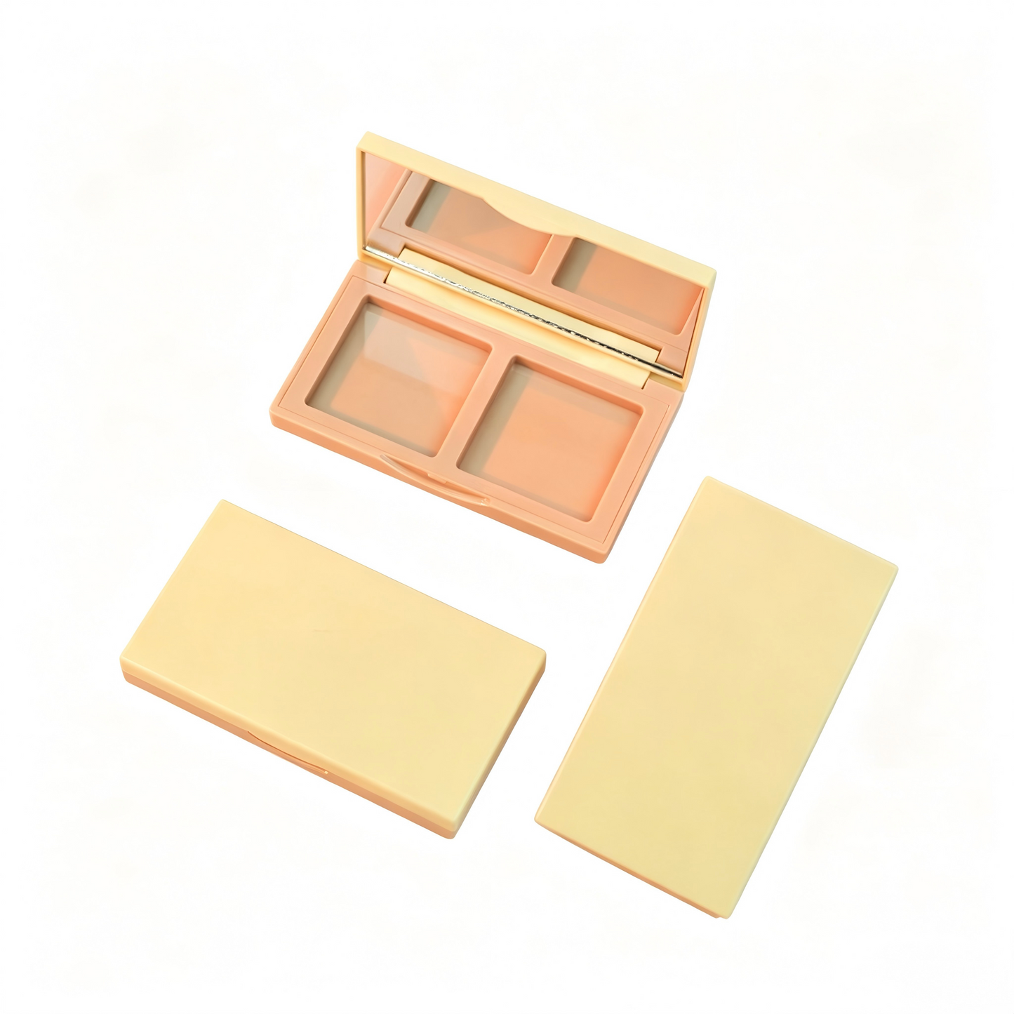Rectangular Multi-Pan Eyeshadow & Blush Palette Case with Mirror | Magnetic Closure | ABS Plastic | In Stock