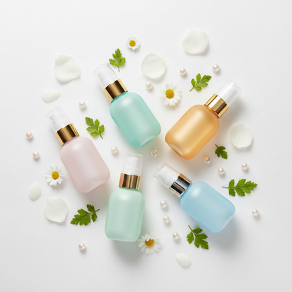 30ml 40ml 50ml Mini Round Shoulder PET Lotion Pump Bottle | Serum Essence Travel Bottle | OEM