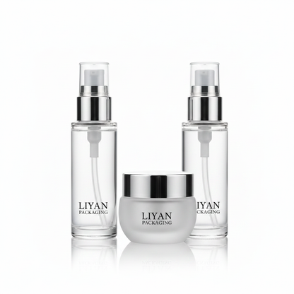 Premium glass skincare packaging hero shot