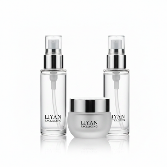 Premium glass skincare packaging hero shot