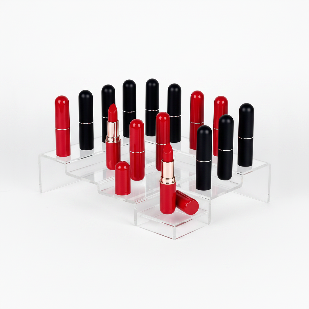 Multiple lipstick tubes color variants display