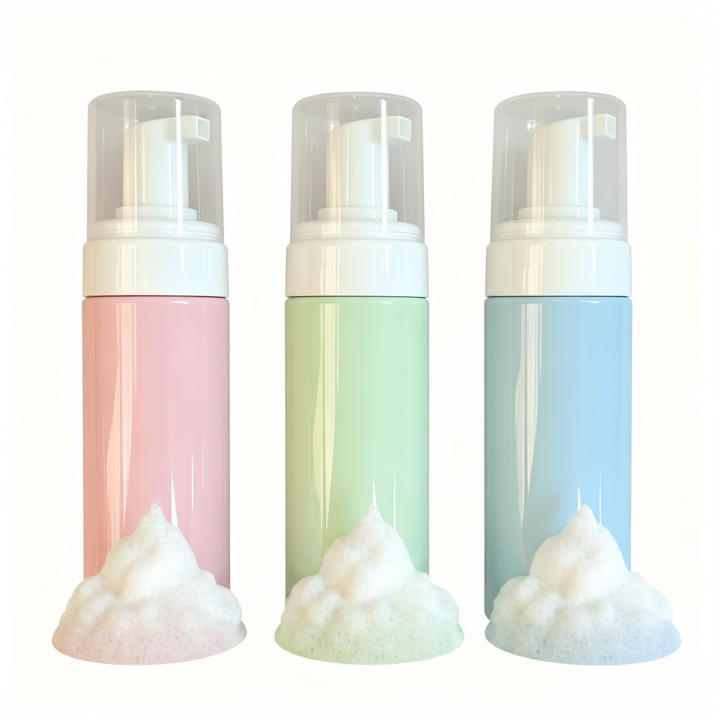 Pastel Foam Pump Bottle - three colors clean white background