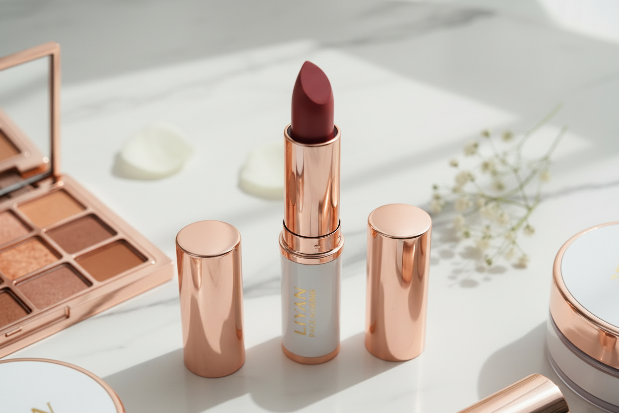 LIYAN Rose Gold Lipstick Tube - Detail Shot