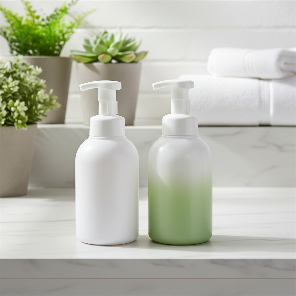 600ml Foam Pump Bottle - bathroom shelf lifestyle scene