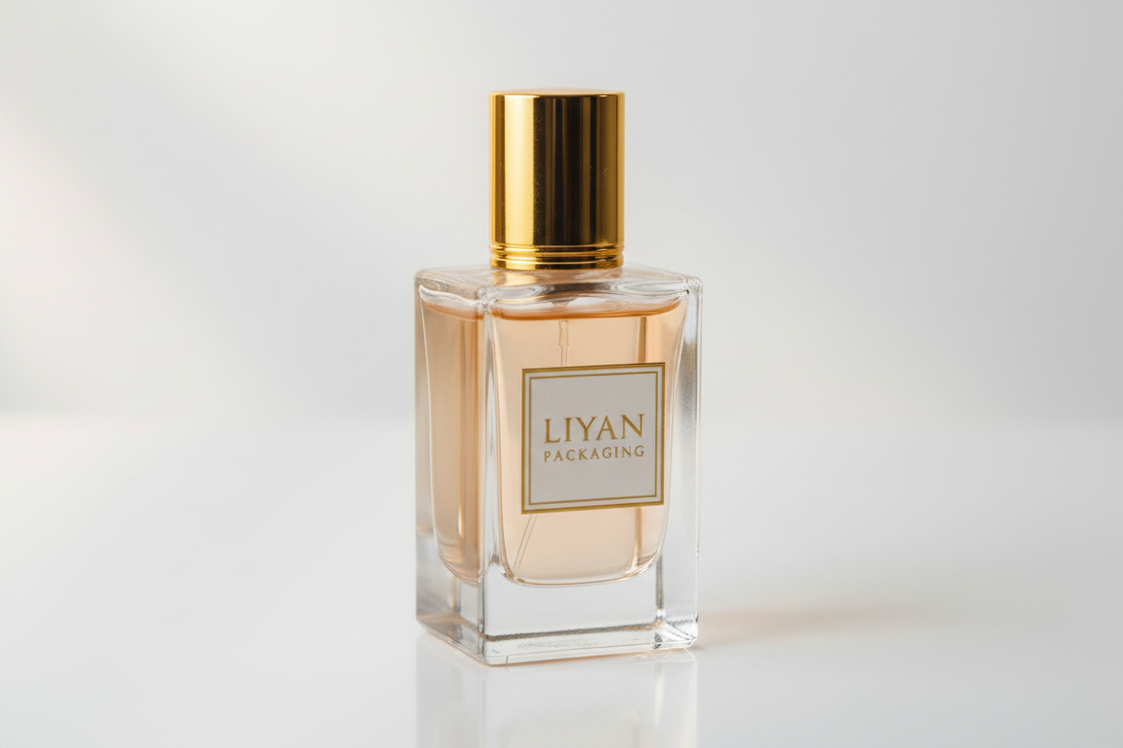 LIYAN Mini Travel Size Glass Perfume Bottle with Gold Cap - Detail