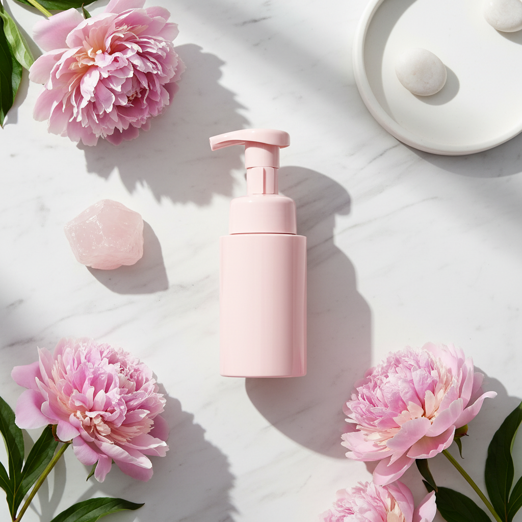 200ml foam mousse pump bottle - marble vanity scene
