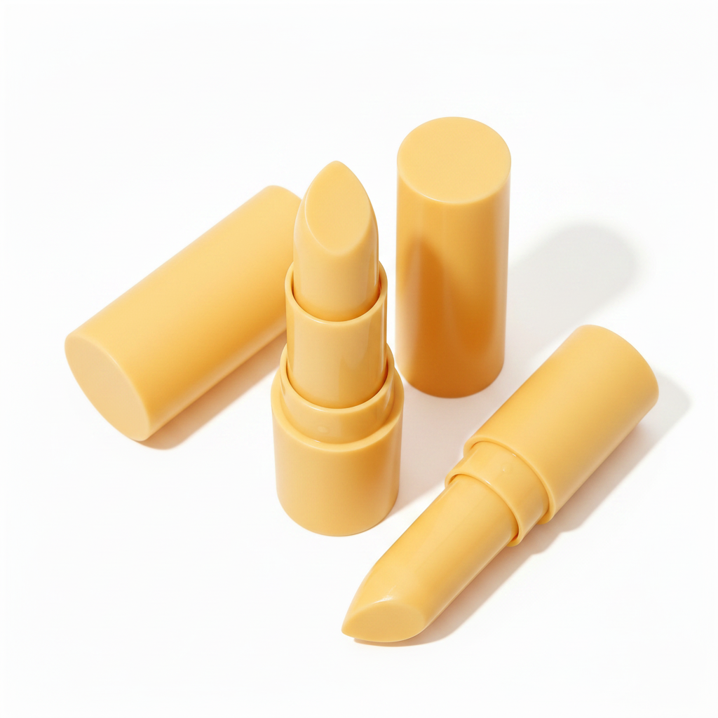 LYH003 three matte yellow lipstick tubes triangular display