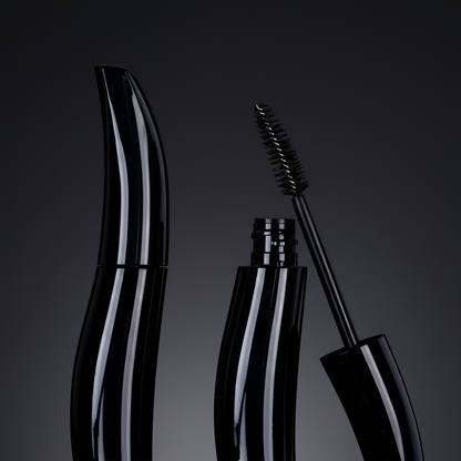 LYH004 S-curve mascara tube glossy surface macro detail shot
