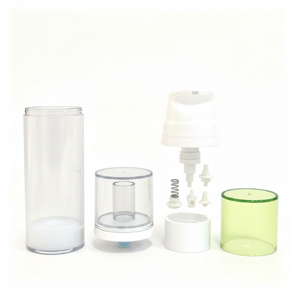 120ml airless pump bottle disassembled components detail