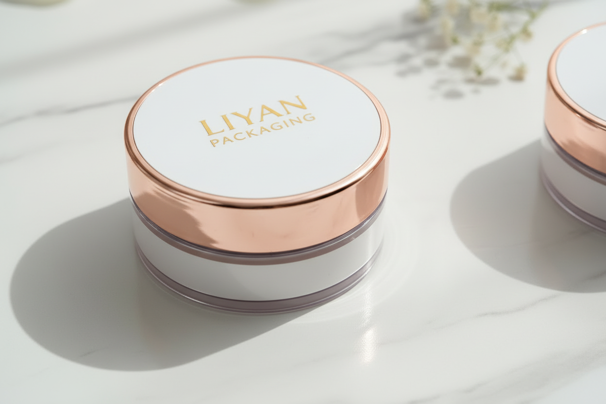 LIYAN Rose Gold Loose Powder Jar - Detail Shot