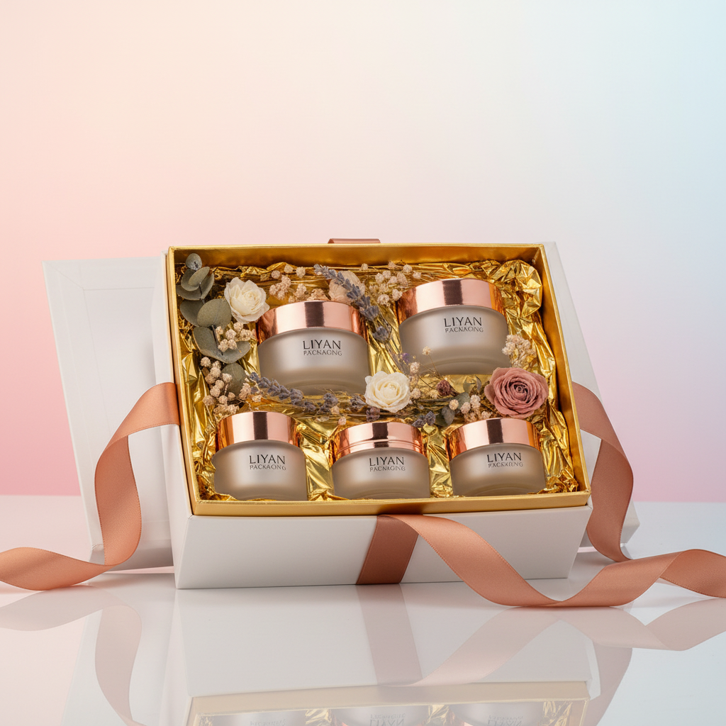 Gift box presentation with botanicals