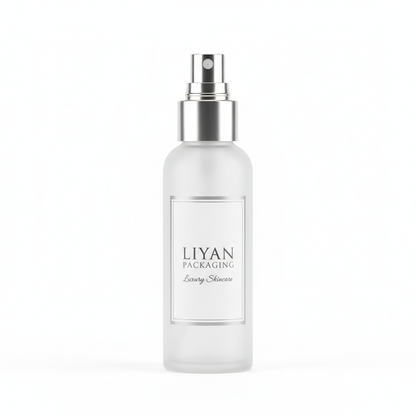 LIYAN PACKAGING frosted glass spray bottle front view white background