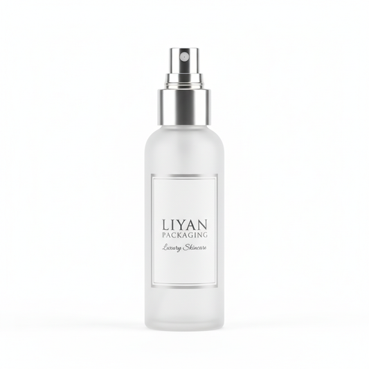LIYAN PACKAGING frosted glass spray bottle front view white background