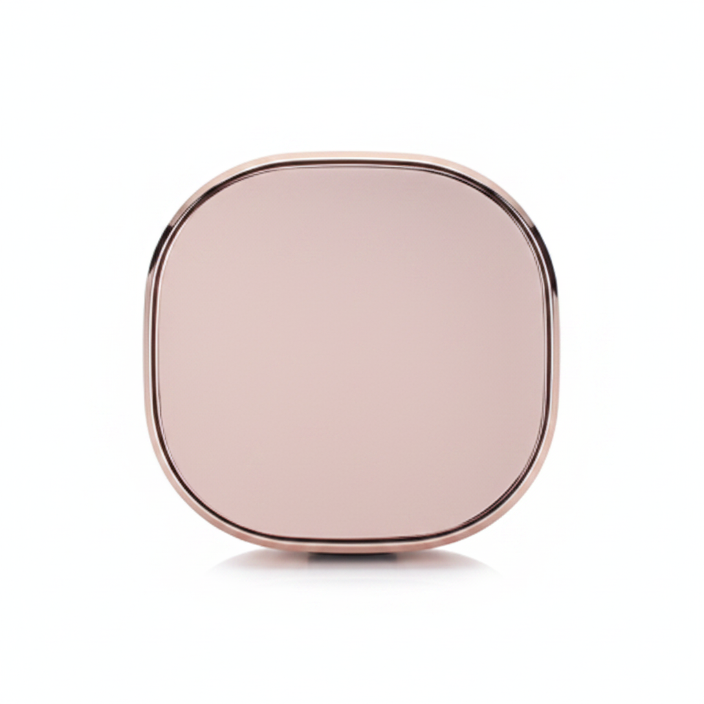 Rose gold rounded square cushion compact case closed front view