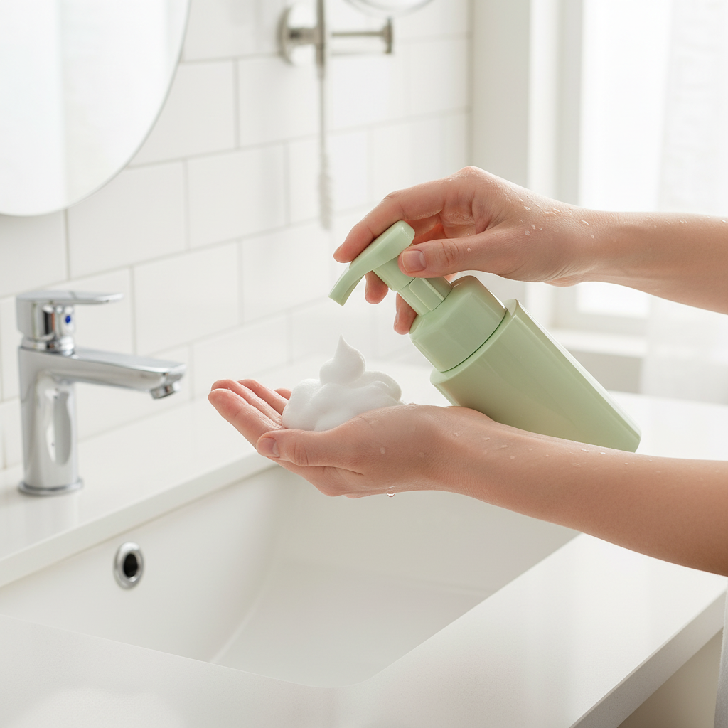200ml foam mousse pump bottle - foaming usage scene