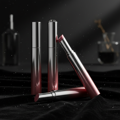 Lipstick tubes on black velvet dark moody luxury scene