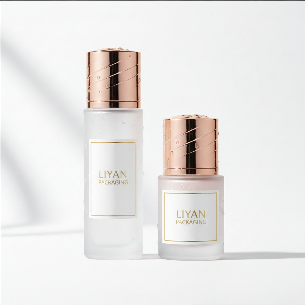 Skincare bottle set front view - LIYAN PACKAGING