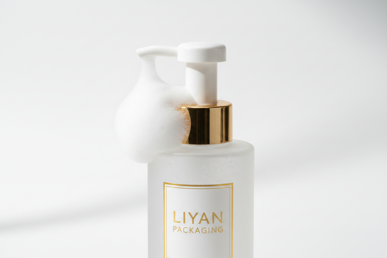 LIYAN Frosted Glass Foam Pump Bottle - Detail Shot