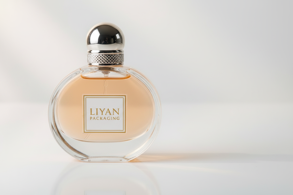 LIYAN Round Sphere Glass Perfume Bottle with Silver Ball Cap - Detail