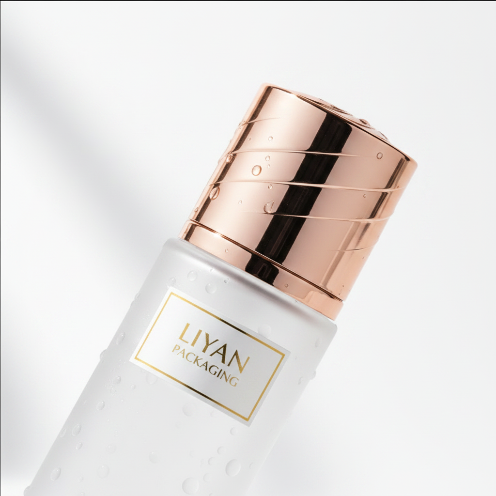Skincare bottle set close-up detail - LIYAN PACKAGING