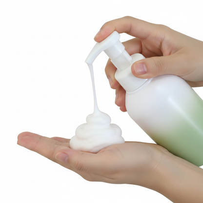 600ml Foam Pump Bottle - foam dispensing close up