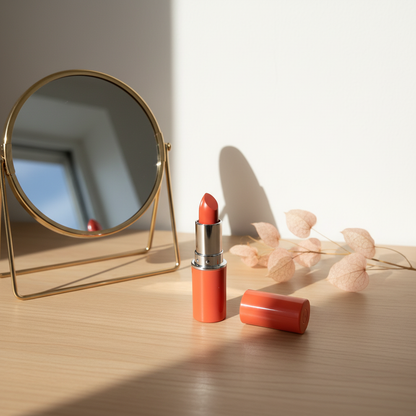 LYH002 lipstick tube vanity lifestyle scene morning light
