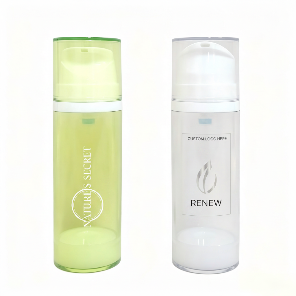 120ml airless pump bottle OEM branding mockup